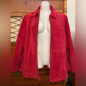 NWOT Red Genuine Suede Leather Jacket